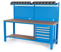 K3260 Table de travail avec 5 tiroirs, plan de travail en MDF, planche à outils et plateaux