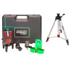 Levelfix 556256 CCL680G SET 360° Cross Line Laser Green - 360° horizontal, 4 lignes verticales et point bas + Trépied 1.5m