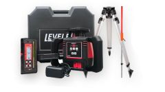 Levelfix 554811 860H Laser de chantier horizontal rouge avec biseau semi-automatique + Trépied 1.8m + Mètre de mesure