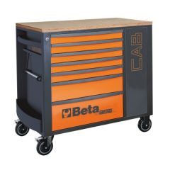 Beta 024004471 Établi mobile avec 7 tiroirs et armoire verrouillable - Orange 82 kg