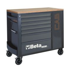 Beta 024004477 Établi mobile avec 7 tiroirs et armoire verrouillable, 588x367 mm - noir