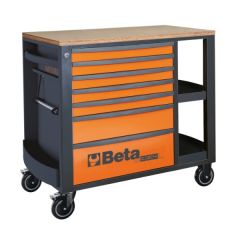 Beta 024004371 Établi mobile à 7 tiroirs et étagères - Orange 80 kg