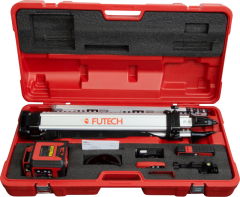 Futech 062.03R.1E.CS 062.03R.CS Spinner Red Case Set Rotation Laser + Tripod + Staff + Receiver in case