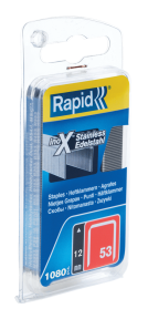 Rapid 40109512 No. 53 agrafes à fil fin acier inoxydable 12 mm  1 080 pièces