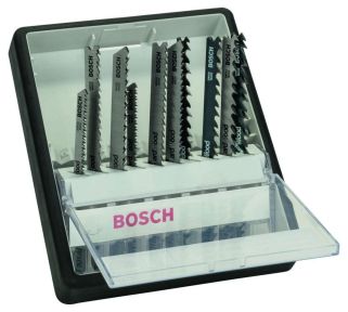Bosch Bleu Accessoires 2607010540 Jeu de lames de scie sauteuse Robust Line en 10 pièces Expert du bois
