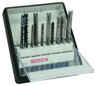 Bosch Bleu Accessoires 2607010542 Jeu de lames de scie sauteuse Robust Line en 10 pièces pour le bois et le métal