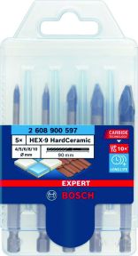 Bosch Bleu Accessoires 2608900597 Expert HardCeramic HEX-9 set de forets 4/5/6/8/10 mm 5 pièces