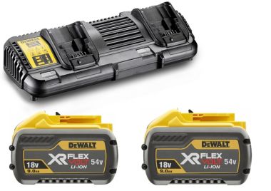 DeWalt Accessoires DCB132X2-QW Kit de démarrage FlexVolt - 2 x Batterie FlexVolt 54V 9.0Ah Li-Ion + Double chargeur DCB132