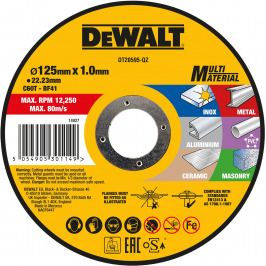 DeWalt Accessoires DT20595-QZ Disque à tronçonner multi-matériaux -125 x 22,23 x 1,0 mm