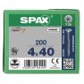 SPAX 0191010400403 Vis universelle, 4 x 40 mm, 200 pièces, tête fraisée, T-STAR plus T20, 4CUT, WIROX - 1