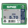 SPAX 0191010500705 Vis universelle 5 x 70 mm, filetage partiel, tête fraisée, T-STAR plus T20 - 200 pièces - 1