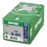 SPAX 0191010600803 Vis universelle 6 x 80 mm, filetage partiel, tête fraisée, T-STAR plus T30 - 100 pièces - 2