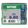 SPAX 0191010600803 Vis universelle 6 x 80 mm, filetage partiel, tête fraisée, T-STAR plus T30 - 100 pièces - 1