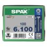 SPAX 0191010601005 Vis universelle 6 x 100 mm, filetage partiel, tête fraisée, T-STAR plus T30 - 100 pièces - 1