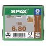 SPAX 0251010600805 HI.FORCE, 6 x 80 mm, 100 pièces, Full thread, Tête de disque, T-STAR plus T30, 4CUT, WIROX - 1