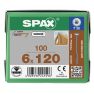 SPAX 0251010601205 HI.FORCE, 6 x 120 mm, 100 pièces, filetage partiel, Tête de disque, T-STAR plus T30, 4CUT, WIROX - 1