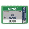 SPAX 1081010400163 Vis universelle 4 x 16 mm, filetage or, tête fraisée, Phillips Z2 - 200 pièces - 1