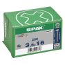 SPAX 1191010350163 Vis universelle 3.5 x 16 mm, Plein filet, Tête fraisée, T-STAR plus T20 - 200 pièces - 3