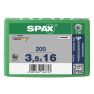 SPAX 1191010350163 Vis universelle 3.5 x 16 mm, Plein filet, Tête fraisée, T-STAR plus T20 - 200 pièces - 1