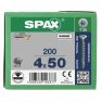 SPAX 1191010400503 Vis universelle 4 x 50 mm, Plein filet, Tête fraisée, T-STAR plus T20 - 200 pièces - 1