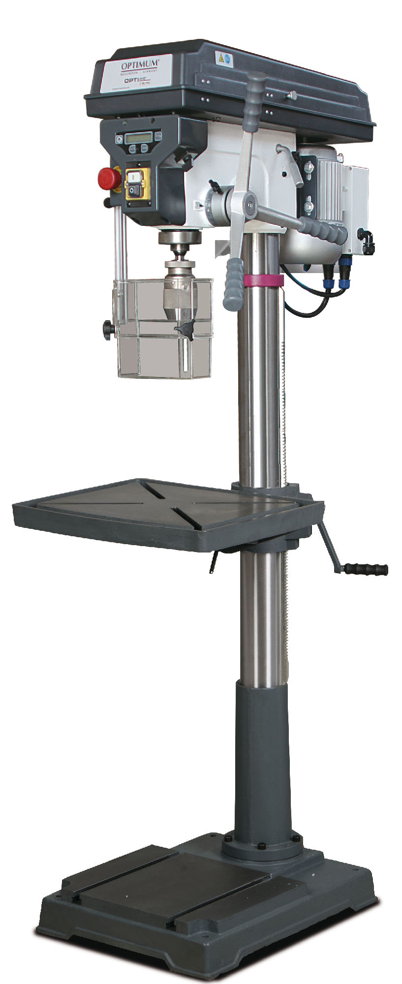 Optimum 793003040 Optidrill D33Pro Perceuse sur colonne 1100 Watt 400 Volt MK4 + pince de perçage + boulons de blocage