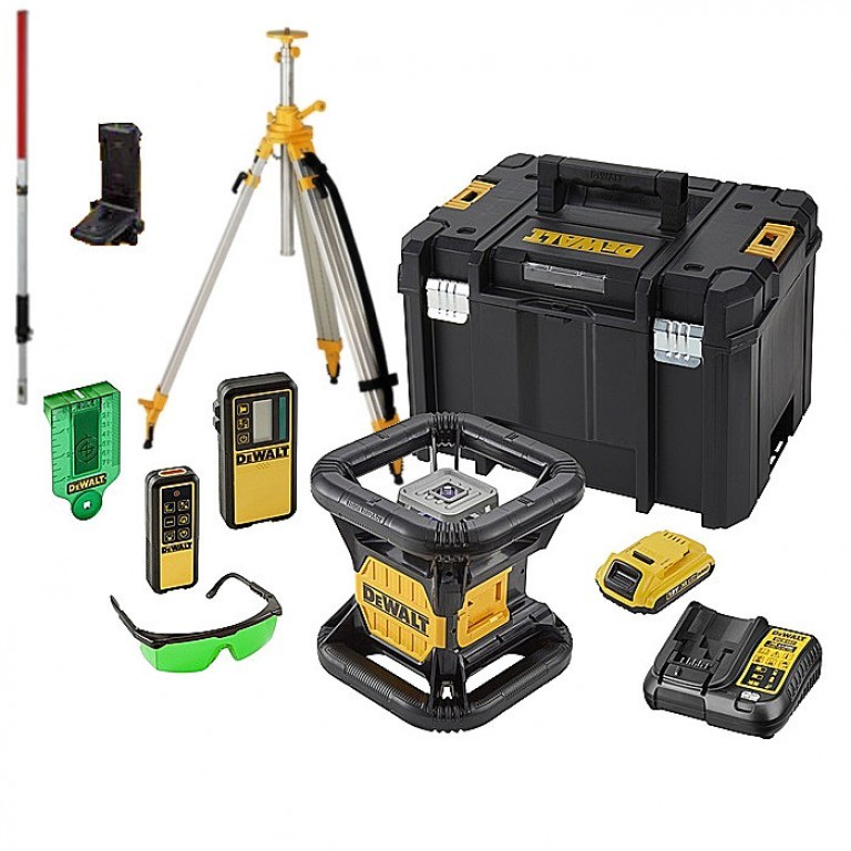 DeWalt DCE079D1G-SET 18V 2.0Ah Li-Ion Laser vert rotatif entièrement automatique (extérieur) + règle + trépied