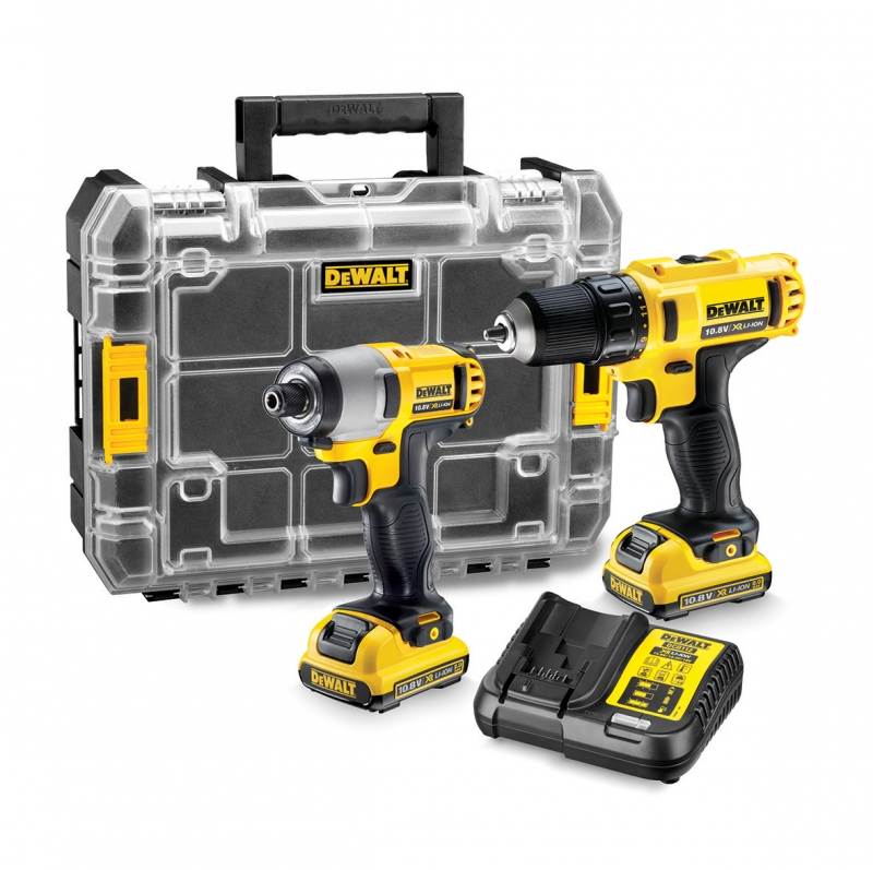 DeWalt DCK211D2T ensemble DCD710 perceuse-visseuse + DCF815 visseuse à chocs 10,8 V 2,0 Ah XR