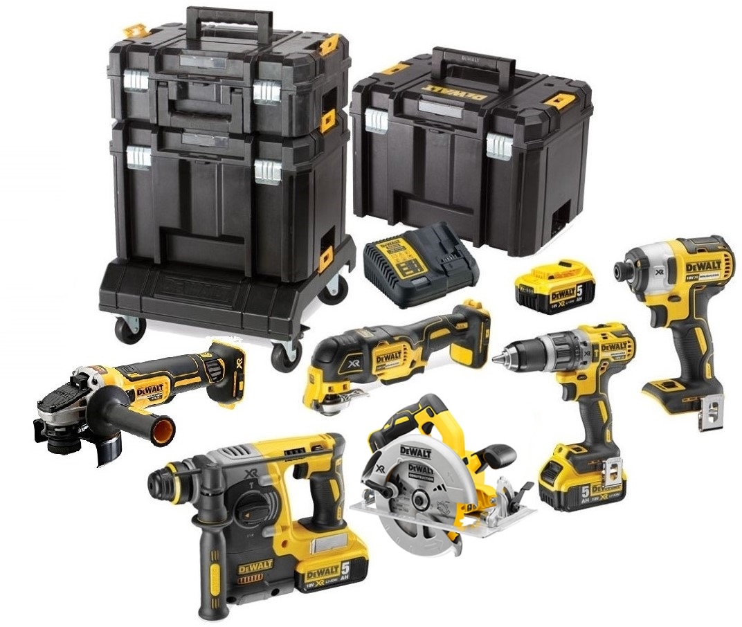 DeWALT DCK685P3T-QW Combiset 6 pièces 18V 5.0Ah Li-Ion en TSTAK + Cart