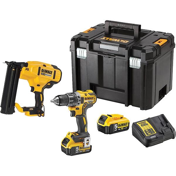DeWalt DCK282P2T-QW starter set - DCD791 perceuse sans fil + DCN680 Minibrad Tacker 18GA 15-54mm 18v 5.0Ah Li-Ion dans une valise TSTAK