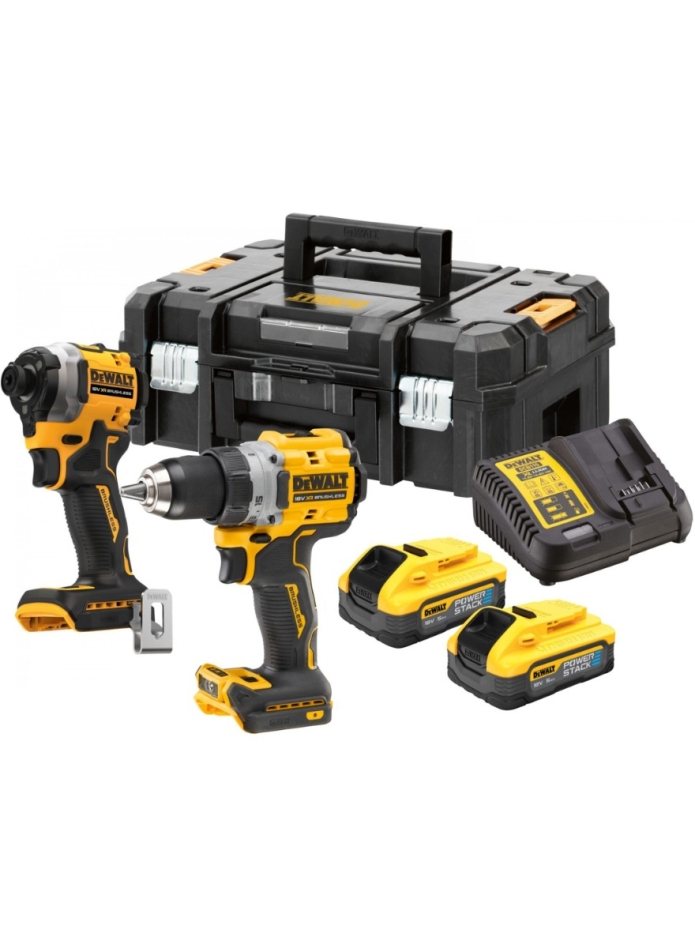 DeWalt DCK2051H2T-QW Combo set 18V 5.0Ah PowerStack perceuse sans fil DCD800 + perceuse à percussion DCF850