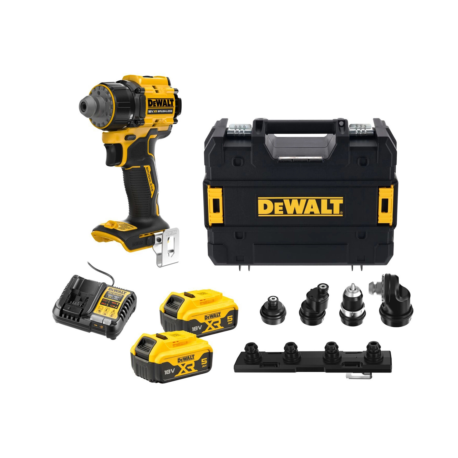 DeWALT DCD803P2T-QW​ Tournevis/perceuse sans fil multitêtes XR 2x 18V 5.0Ah batterie et chargeur dans TSTAK