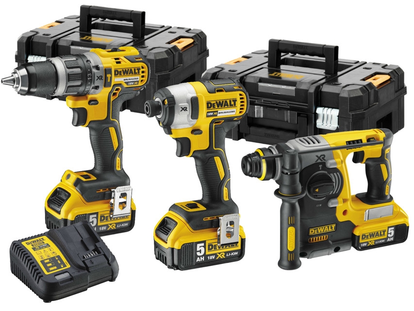 DeWALT DCK368P3T-QW DCK372M3T Set DCH133 Marteau + DCD777 Perceuse sans fil + Clé à chocs DCF787 18 Volts 3 x 4.0AH Li-ion