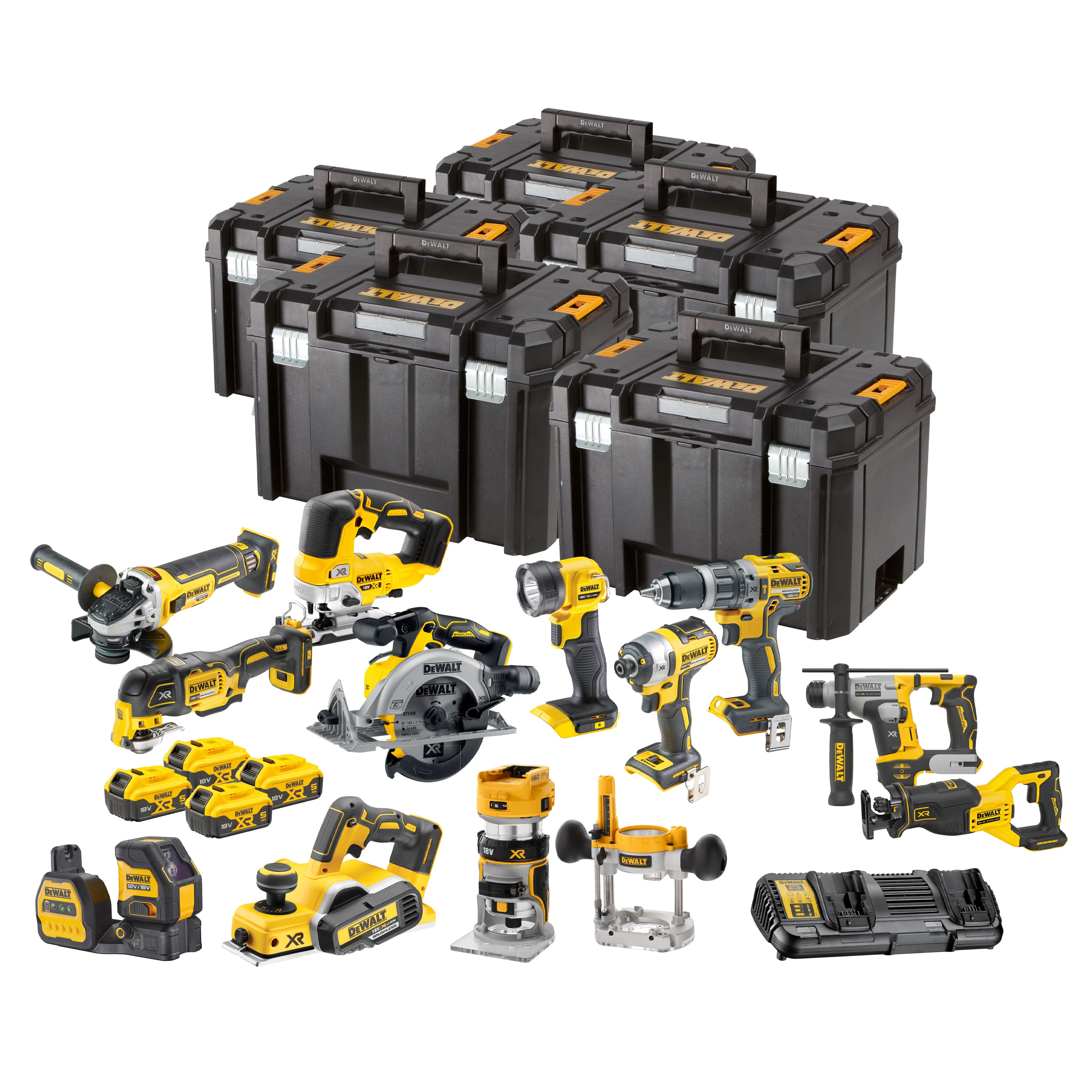 DeWALT DCK1014P4T Combopack 12 pièces XR 18 Volt 5.0 Ah Li-Ion incl. 4 batteries + 5 ans de garantie !