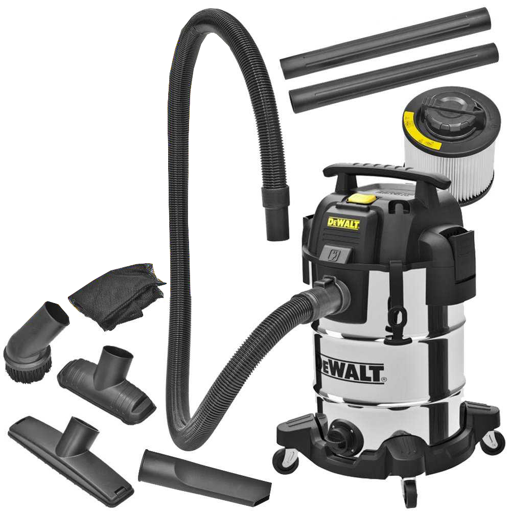 DeWalt DXV30SAPTA Aspirateur en acier inoxydable 30L Wet/Dry avec PTA