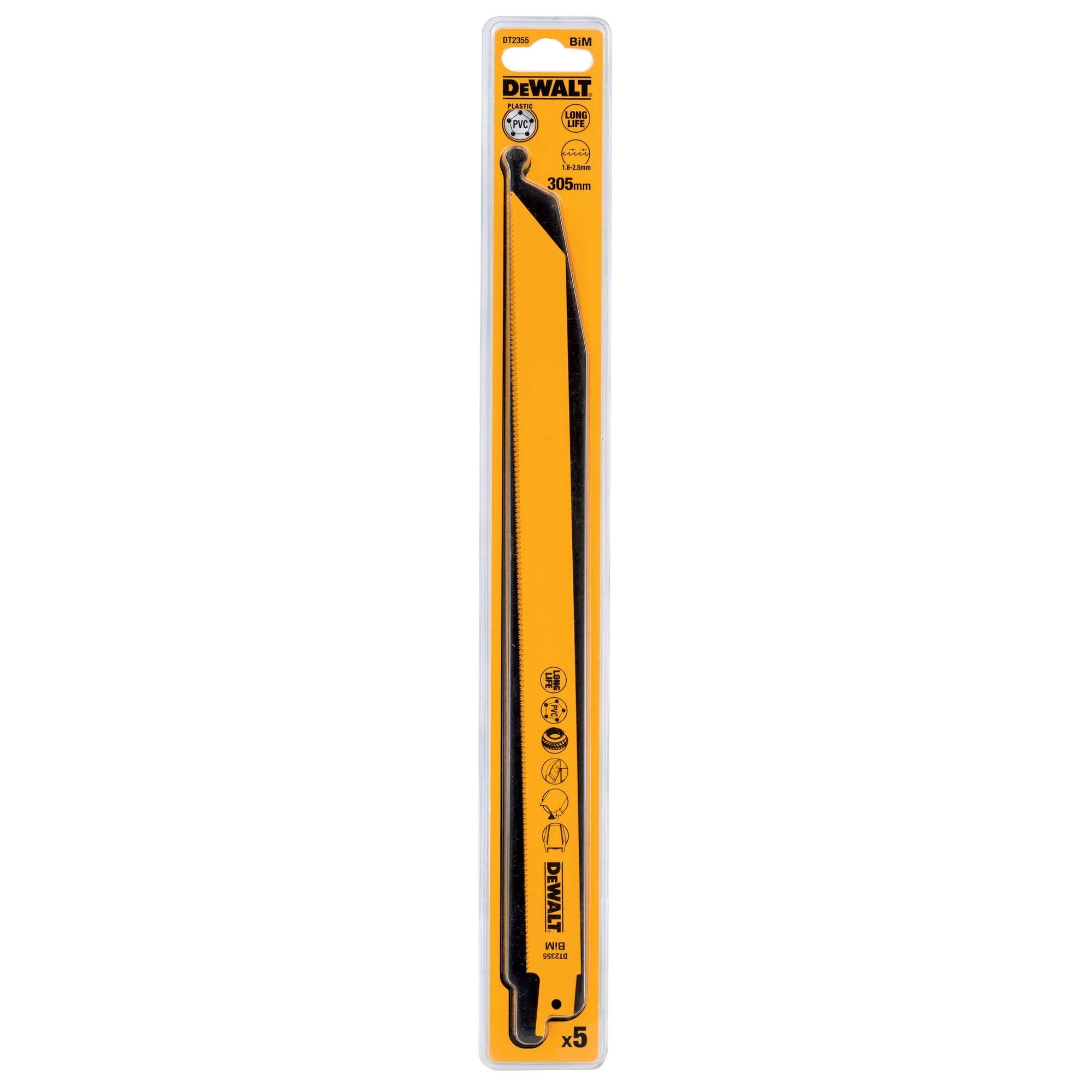 DeWalt Accessoires DT2355-QZ HCS 305 x 1,8 mm Lames de scie sabre universelles 5 Pièces