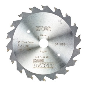 DeWalt Accessoires DT1089-QZ Lame de scie circulaire 165 x 20 mm 18T ATB 18°