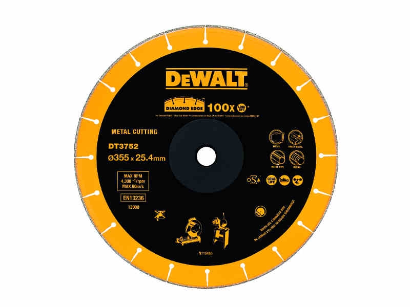 DeWalt Accessoires DT3752-QZ Lame diamantée 355 x 25,4 mm pour fraises à métaux