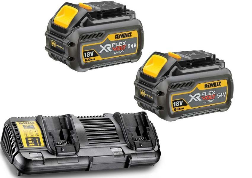DEWALT Accessoires DCB132T2-QW DCB132T2 FlexVolt Starter Kit - 2 x FlexVolt batterie 54V 6.0Ah Li-Ion + DCB132 Double chargeur