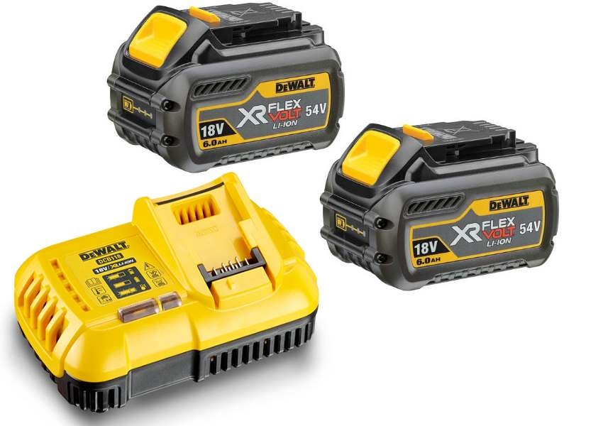 DEWALT Accessoires DCB118T2-QW Pack 2 batteries XR FLEXVOLT 18V/54V 6Ah/2Ah Li-Ion + chargeur rapide