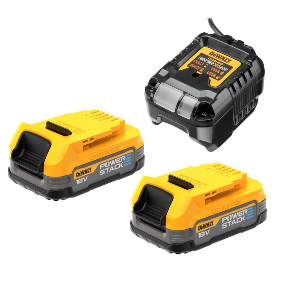DeWalt Accessoires DCB1102E2-QW PowerStack Starter Kit - 2 x 18V XR POWERSTACK batterie + DCB1102 chargeur