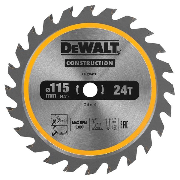 DeWalt Accessoires DT20420-QZ Lame de scie circulaire 115 x 9,5 x 24T