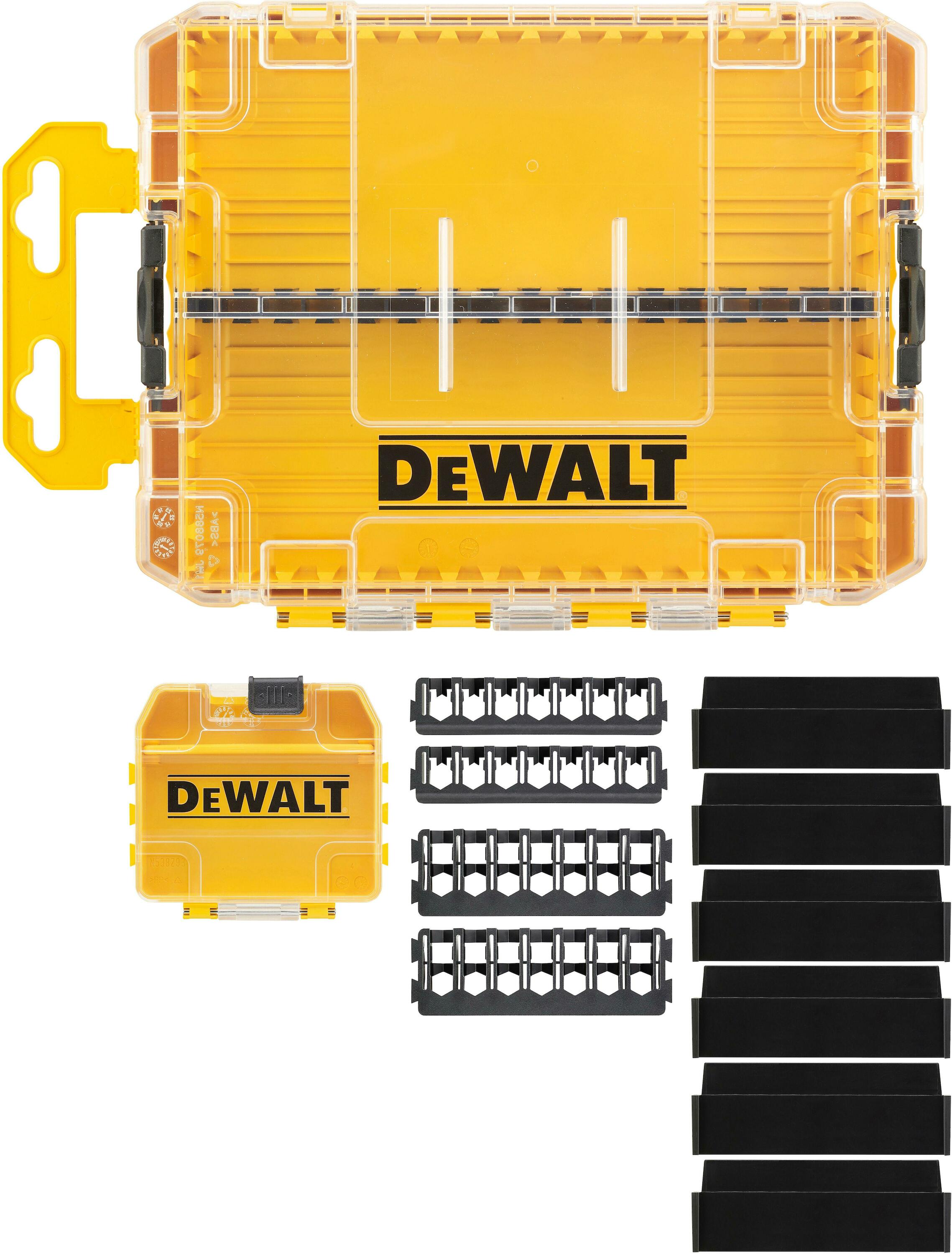 DeWALT Accessoires DT70802-QZ TOUGH CASE taille moyenne vide x1 + TicTac vide x1 + intercalaires x6 + 25mm 7 pièces support x2 + 57mm 7 pièces support x2