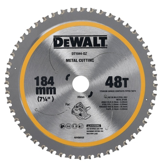 DeWalt Accessoires DT1044-QZ Lame de scie circulaire métal 184x20mm 48T 0g pour DCS383