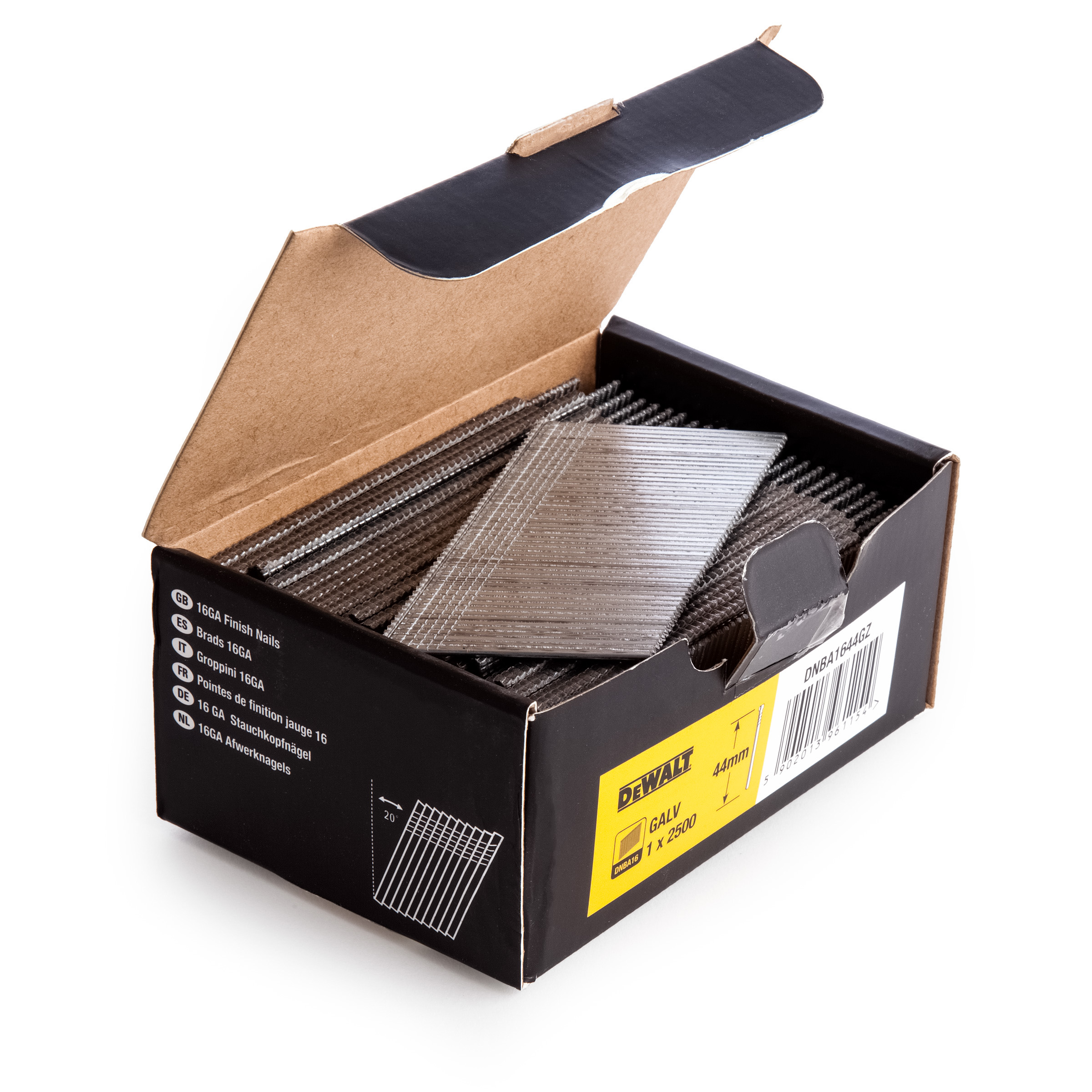 DeWalt Accessoires DNBA1632GZ Pointes 16 Gauge angle 20° Galva 2500 pièces 32 mm