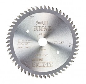 DeWalt Accessoires DT1087-QZ CZB 165 x 20 x 54T HM Lame de scie circulaire