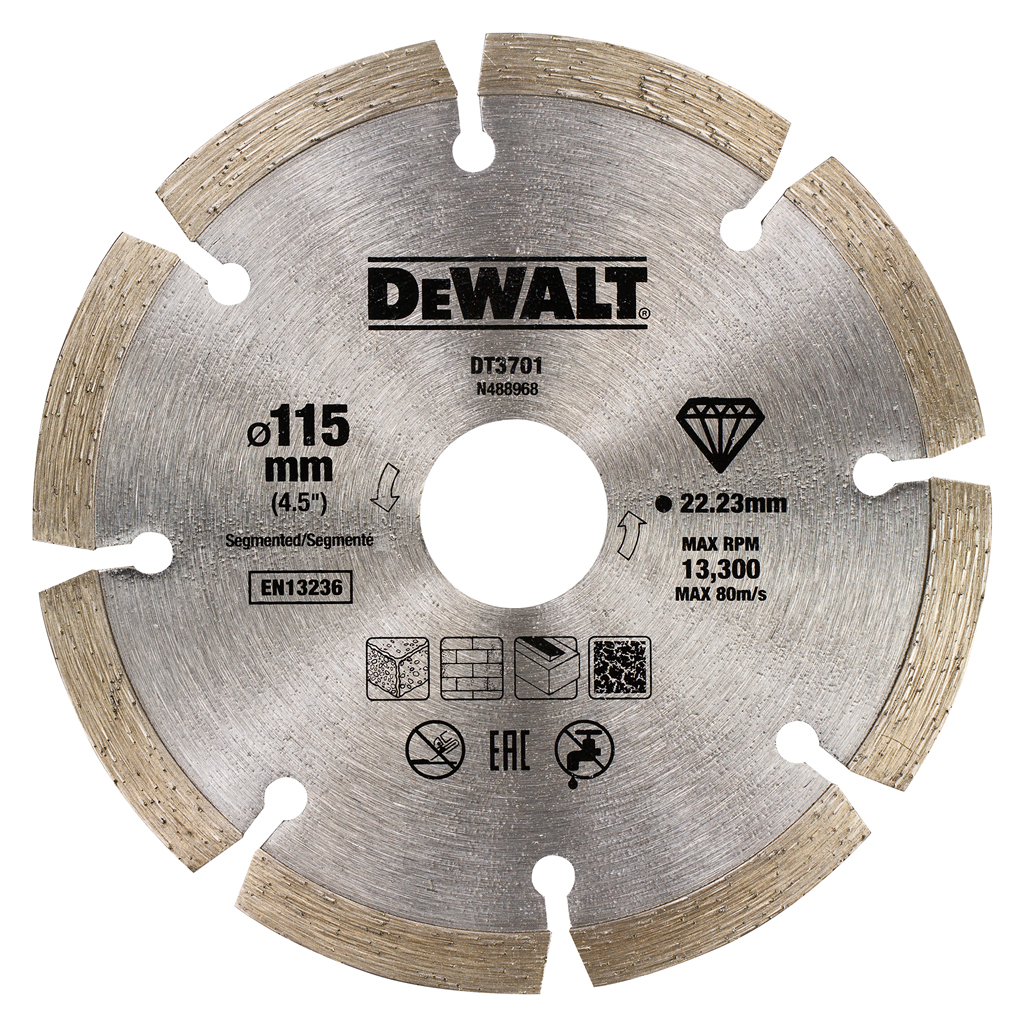 DEWALT Accessoires DT3711-QZ Lame de scie diamantée segmentée 125 x 22.2mm pour coupe à sec