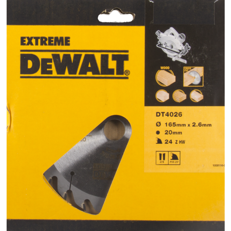 DeWalt Accessoires DT4026-QZ Lame de scie circulaire HM 165 x 20 24T