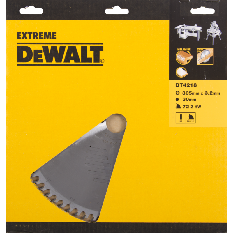 DeWalt Accessoires DT4218-QZ DT4218 HM Lame de scie 305 x 30 x 72T Melamine