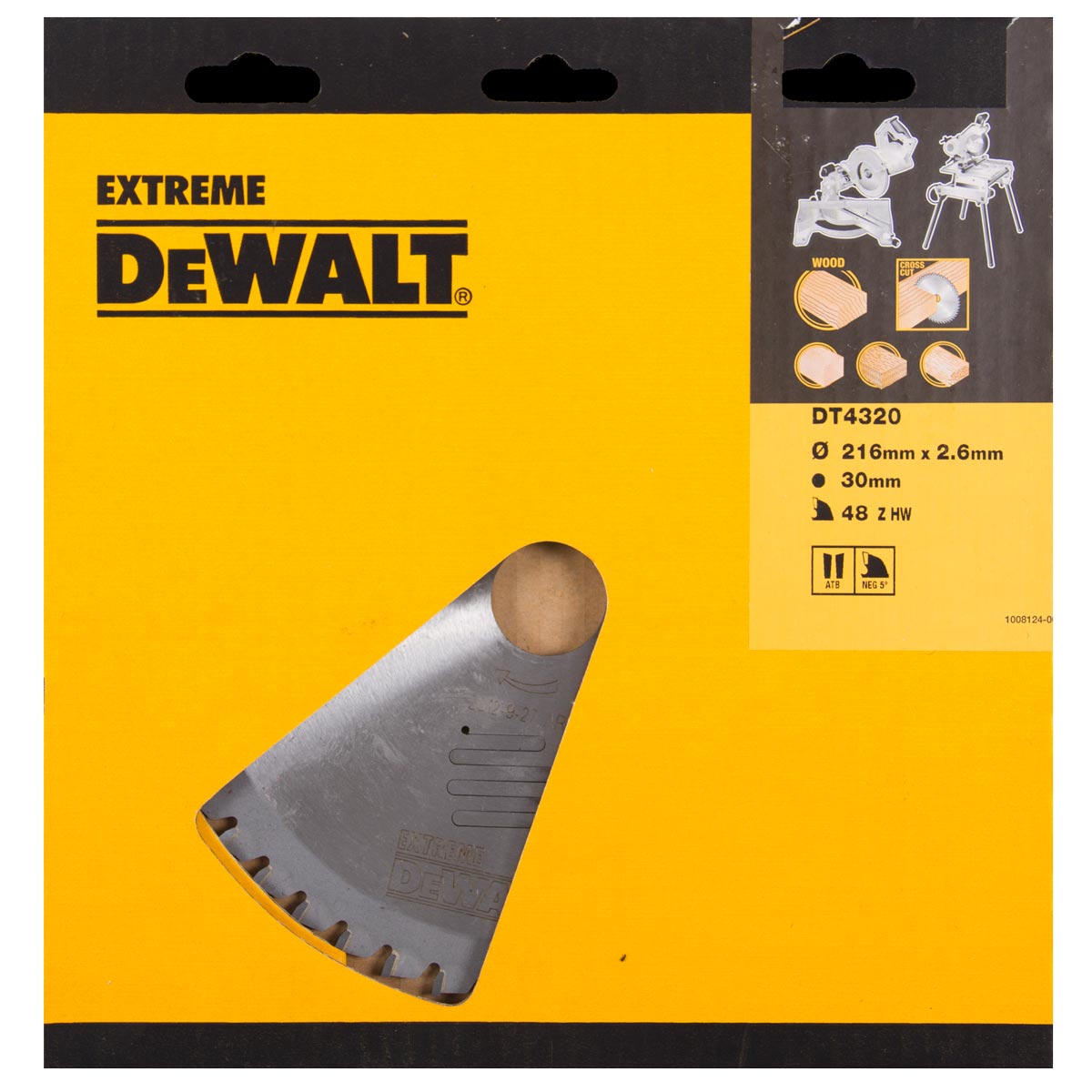 DeWalt Accessoires DT4320-QZ DT4320 Lame de scie HM 216 x 30 x 48T dents alternées, négatif 5°.