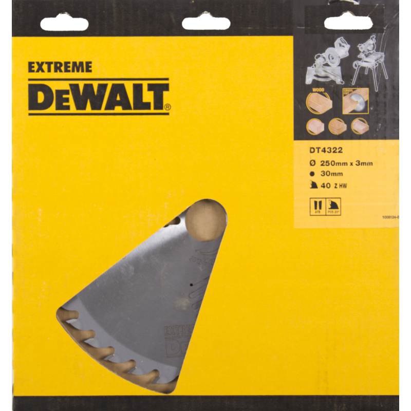 DeWalt Accessoires DT4322-QZ DT4322 Lame de scie HM 250 x 30 x 40T à dents interchangeables, positive 10